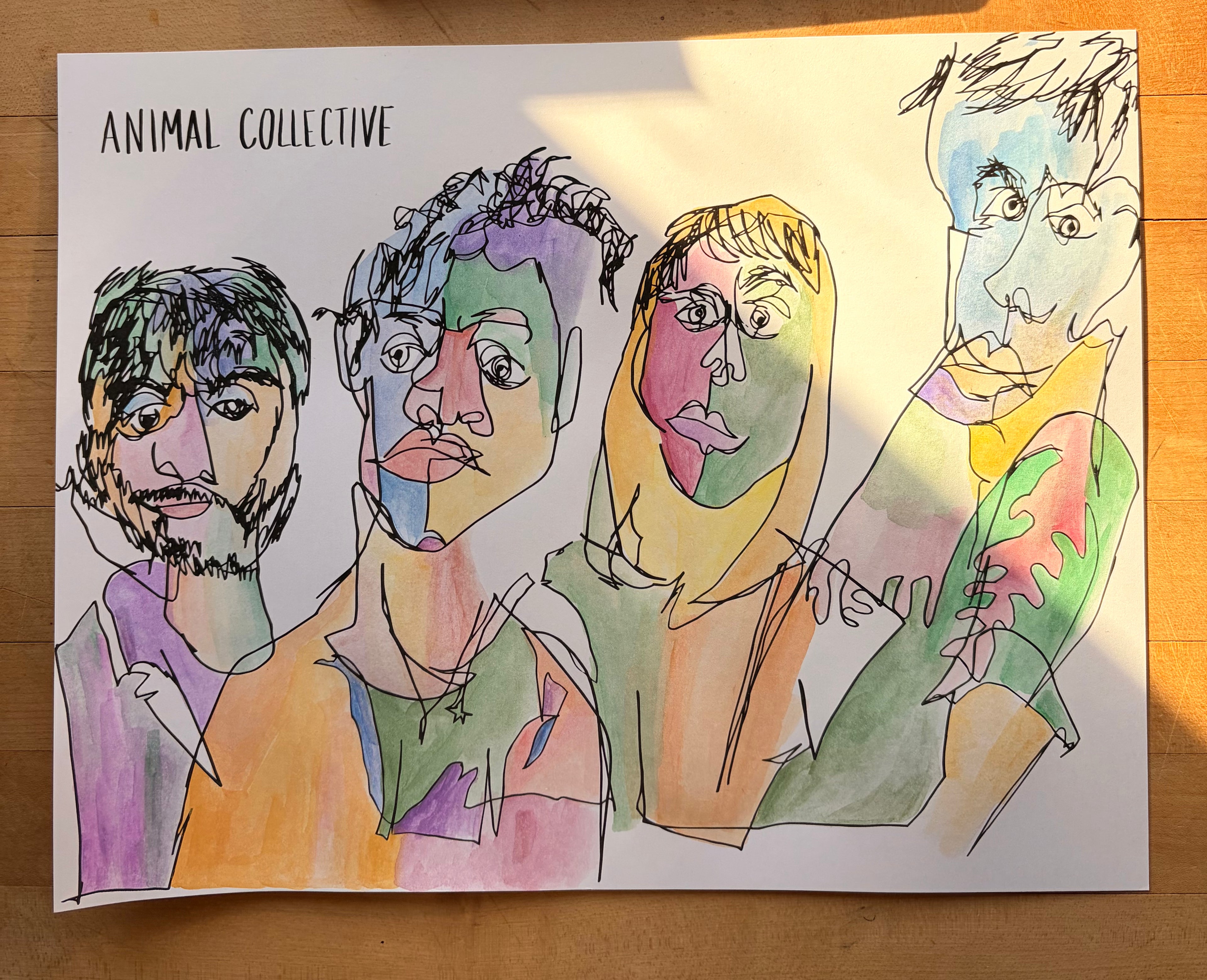 Animal Collective Watercolor 11x14